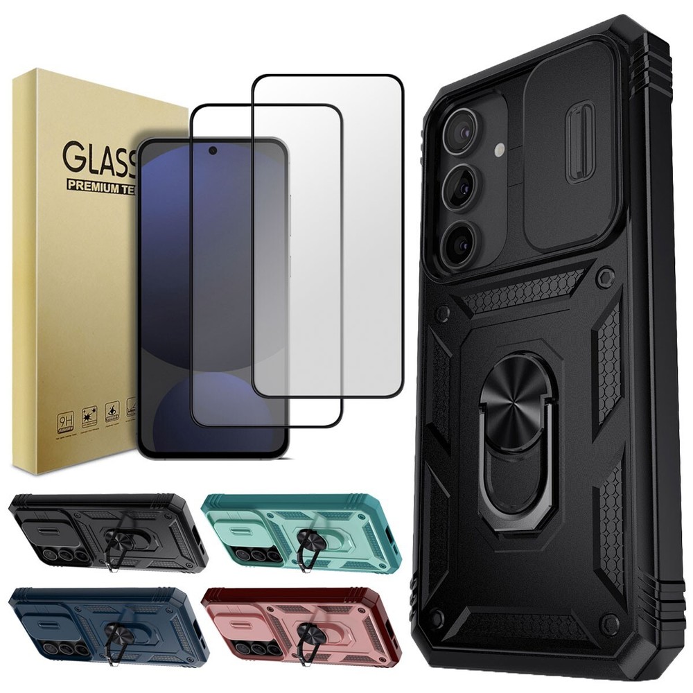 Ring Case Camera Lens Slide Cover Screen Protector For Samsung Galaxy S24 FE 5G