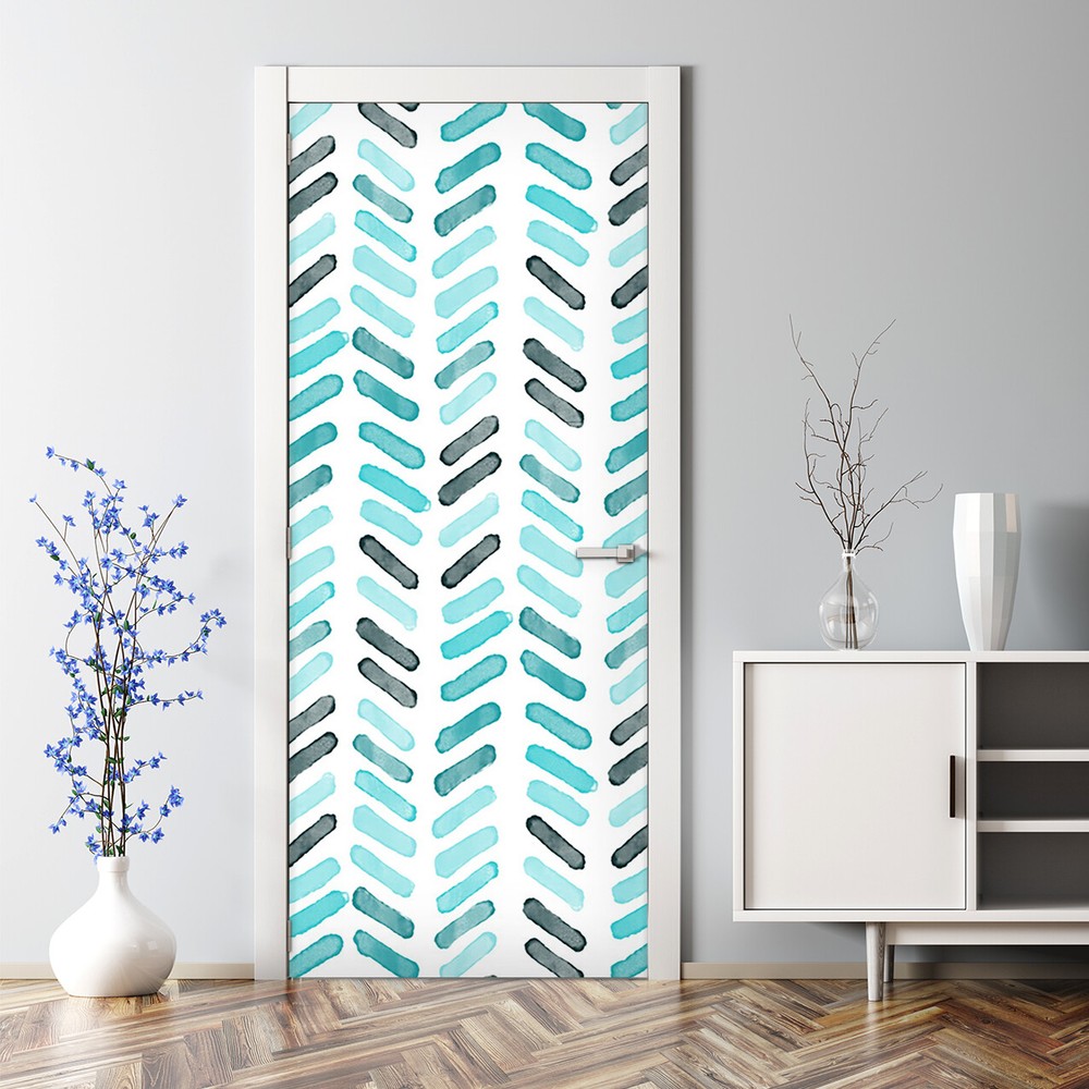 Watercolour herringbone Peel and Stick Door Wrap! Self adhesive Pattern Home