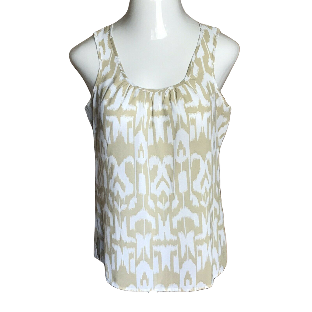 a.n.a. New Approach Beige & White Sleeveless Blouse Size M