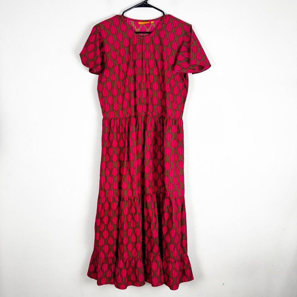 Oliphant Women's V-Neck Midi Dress Size L Multicolor