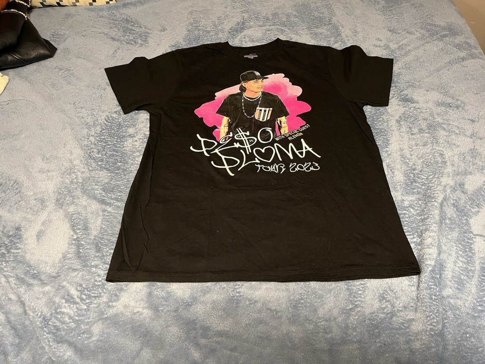 2023 Tour Merch Peso Pluma w/ Alemán Double Sided Concert Shirt Size XL Black