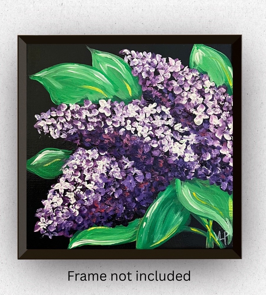 Purple Lilacs Abstract Impressionist Floral Art Acrylic 8x8” Canvas VLP Original