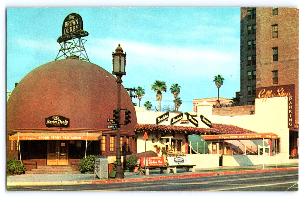 Los Angeles California CA Brown Derby Restaurant Coffee Shop Vintage Postcard