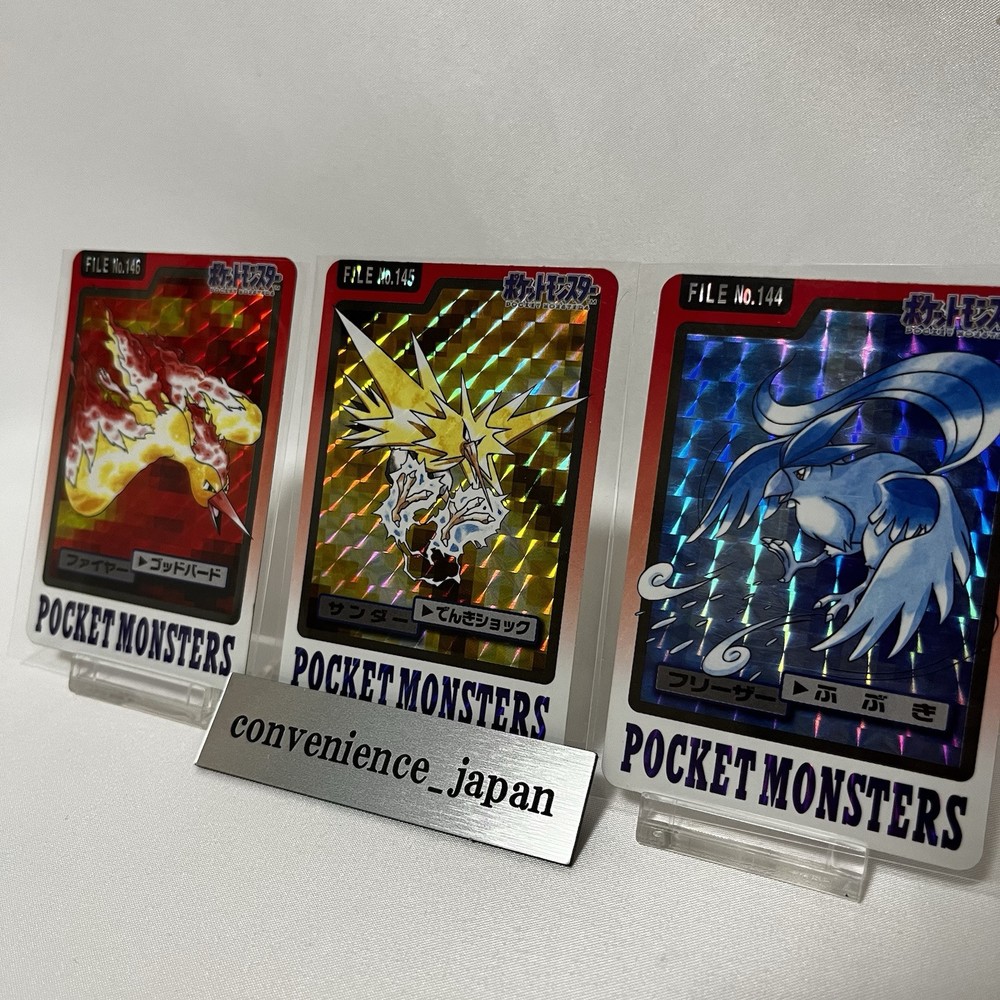 Pokemon Card Carddass Articuno Zapdos Moltres BANDAI 1997 Vintage Japanese h452