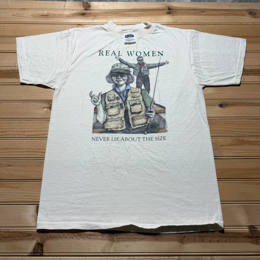 Vintage 90s Real Women Never Lie About The Size Graphic T-Shirt USA - Medium