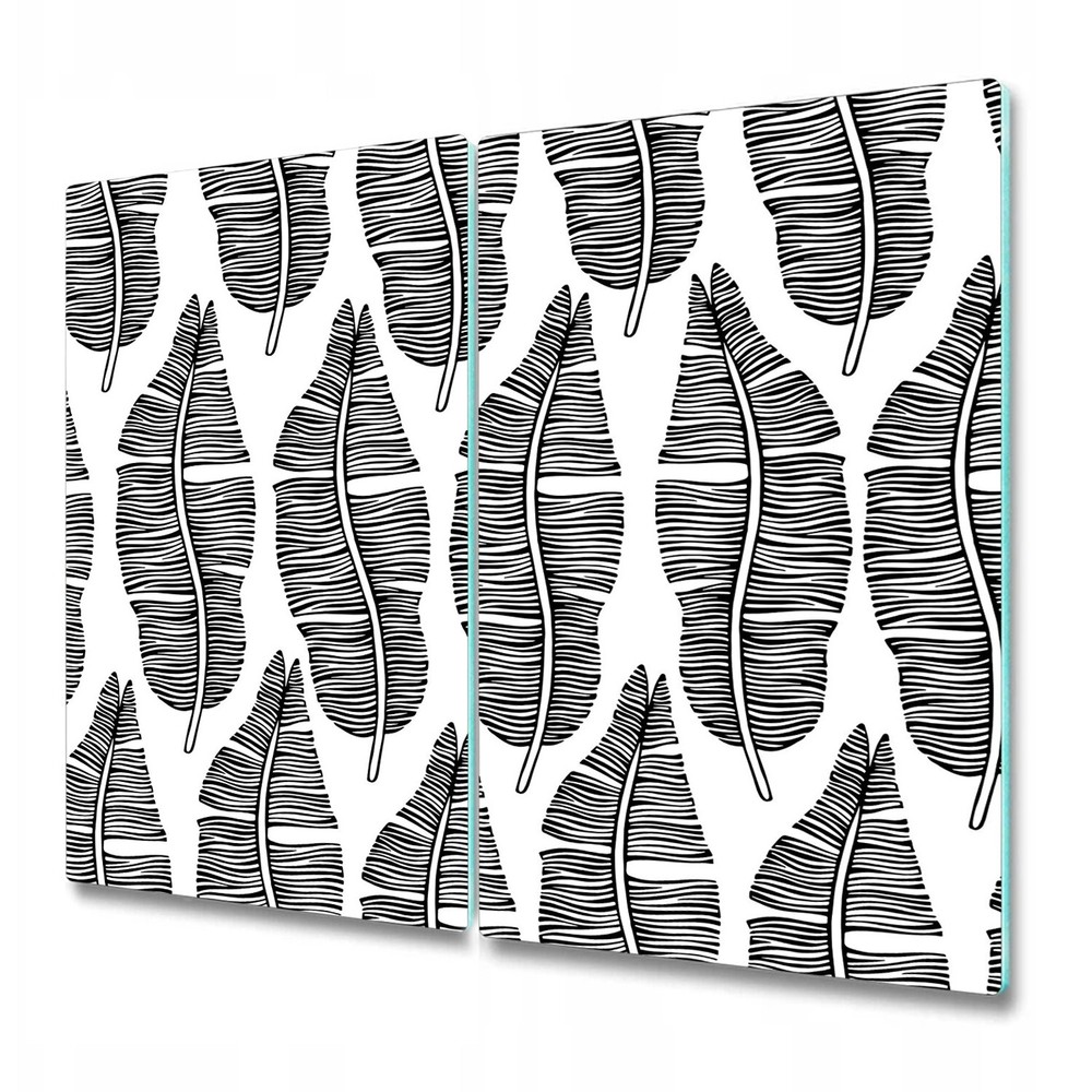 Glass Chopping Cutting Board Tropical and exotic palm leaves Black and white