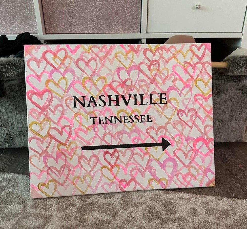 Custom Graffiti Hearts - Modern Abstract Canvas Painting 16x20 City-image