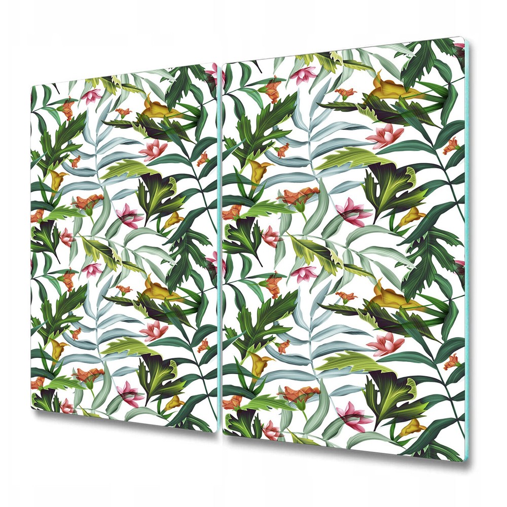 Glass Chopping Board Tropical Leaves monstera Colourful trendy flora 2x30x52
