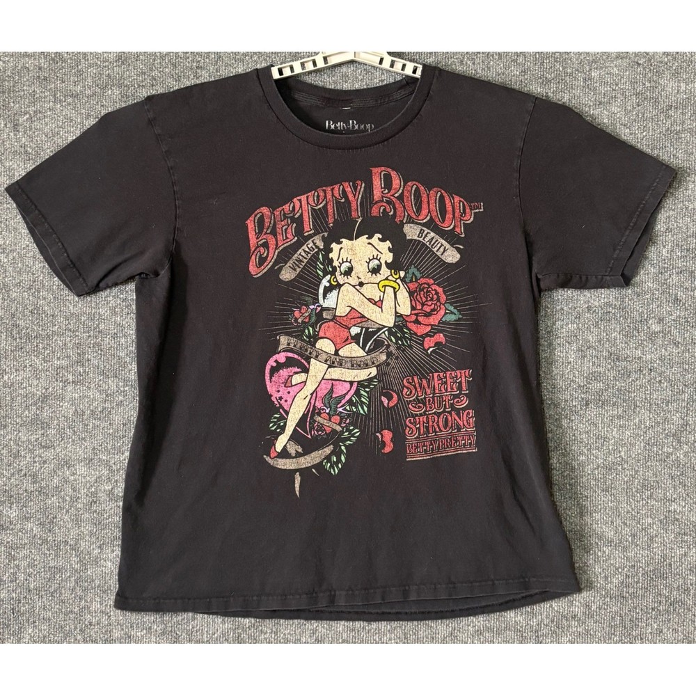 Betty Boop Pinup Girl Black Graphic Short Sleeve T Shirt Women's Size XL