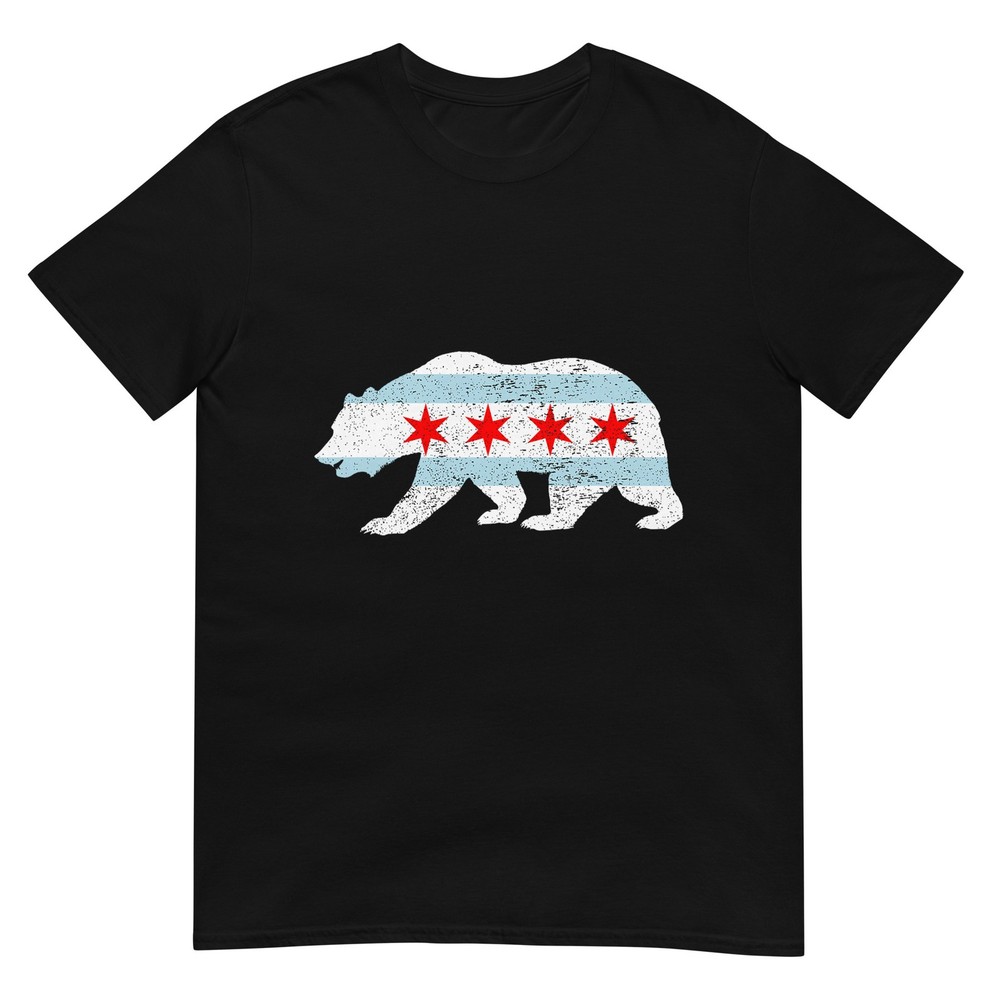 Sweet Vintage Retro Chicago City Flag Bear Print T-Shirt
