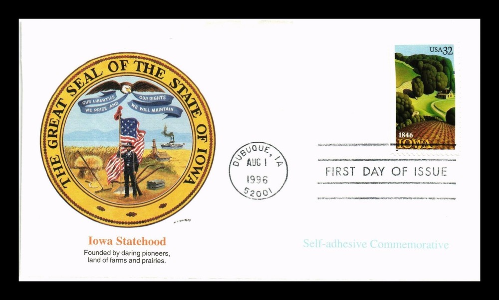 Dr Jim Stamps Us Cover Iowa Statehood 150Th Anniversary Fdc Fleetwood