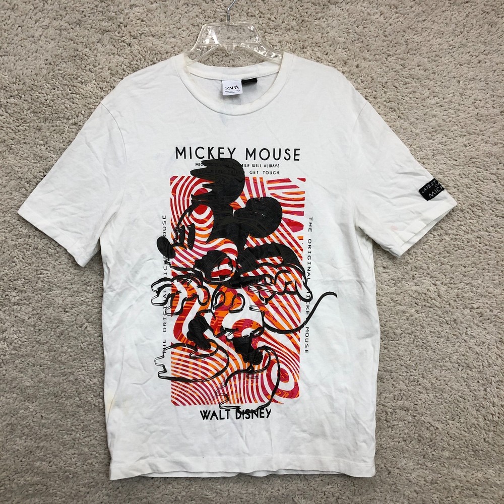Zara Disney Top Shirt Large Adult White Mickey Mouse Pullover Graphic Tee Womens