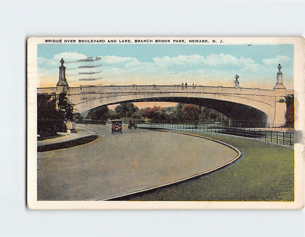 Postcard Bridge Over Boulevard And Lake Branch Brook Park Newark New Jersey USA