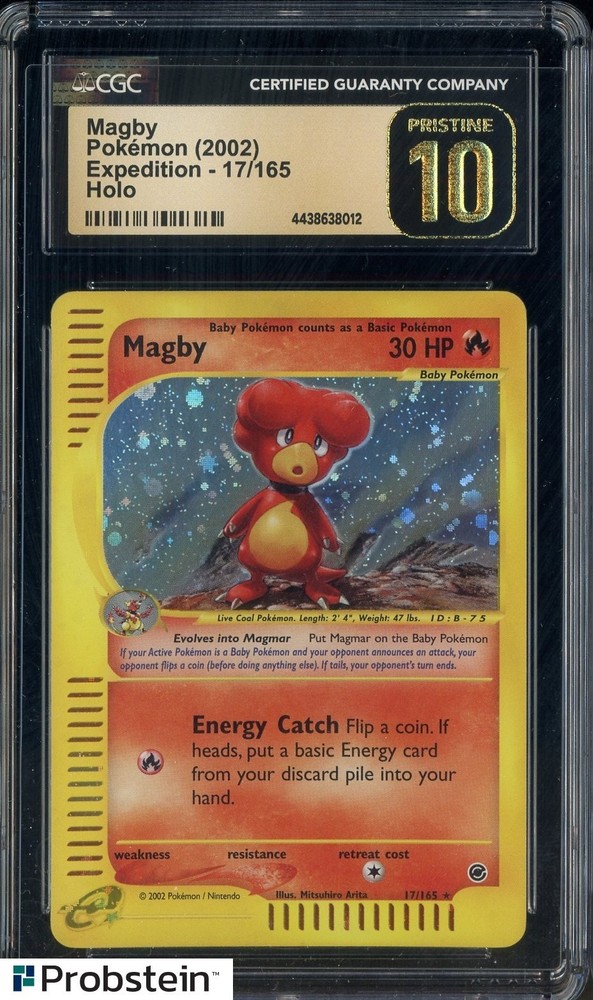 2002 Pokemon Expedition #17/165 Magby Holo CGC 10 PRISTINEPROBSTEIN is actively accepting consignments !!