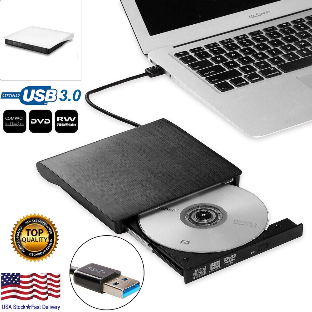 Slim External USB 3.0 CD DVD RW ROM Writer Drive Burner Reader Player PC Laptop