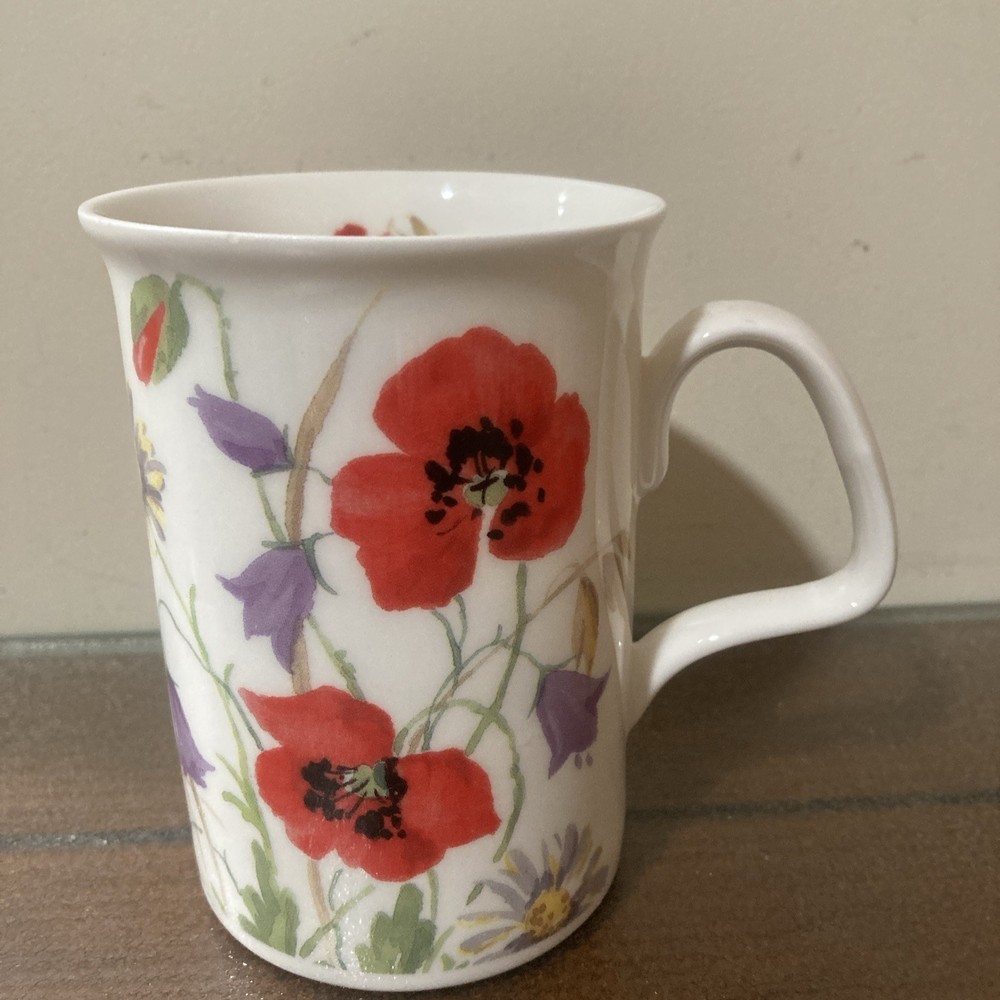 Roy Kirkham England ENGLISH MEADOW Red Orange Poppies BONE CHINA MUG