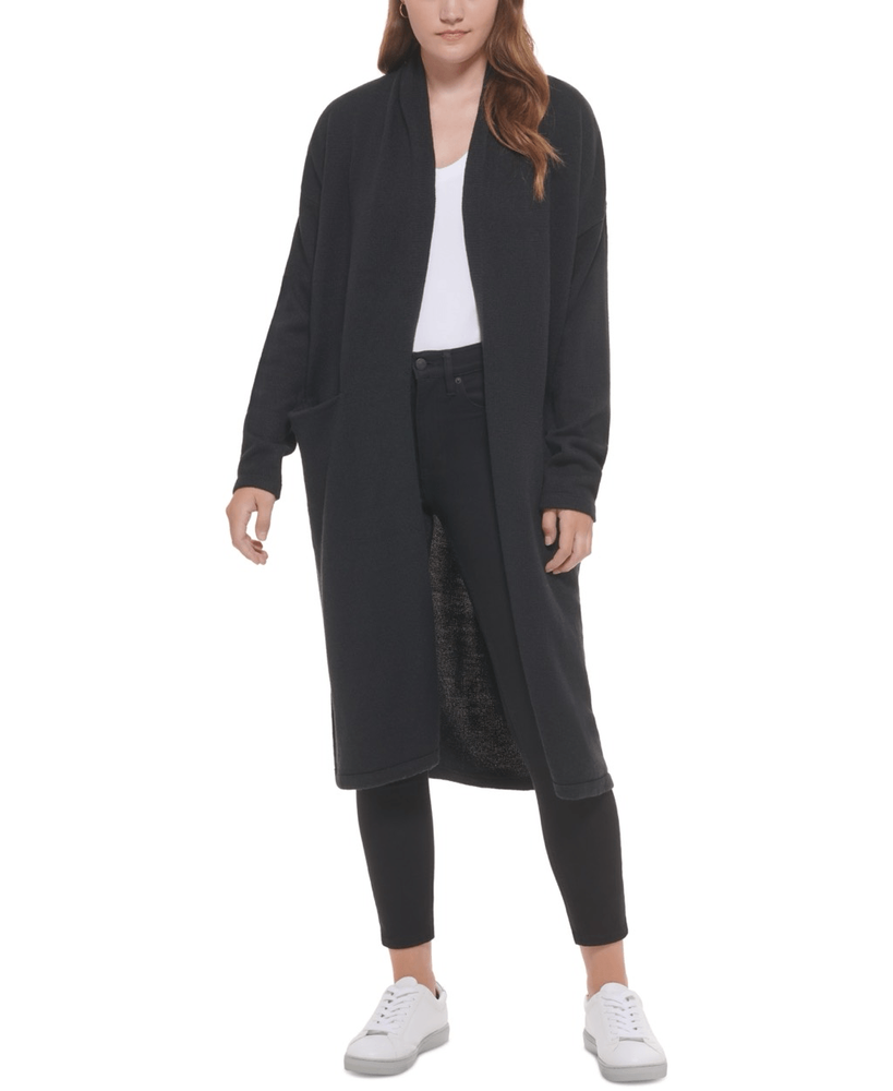 Calvin Klein Jeans Women's Open-Front Long Cardigan - Black Size S