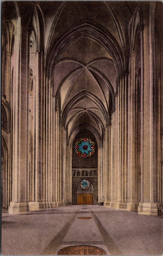 Albertype Handcolored Postcard Cathedral St. John the Divine NYC Nave