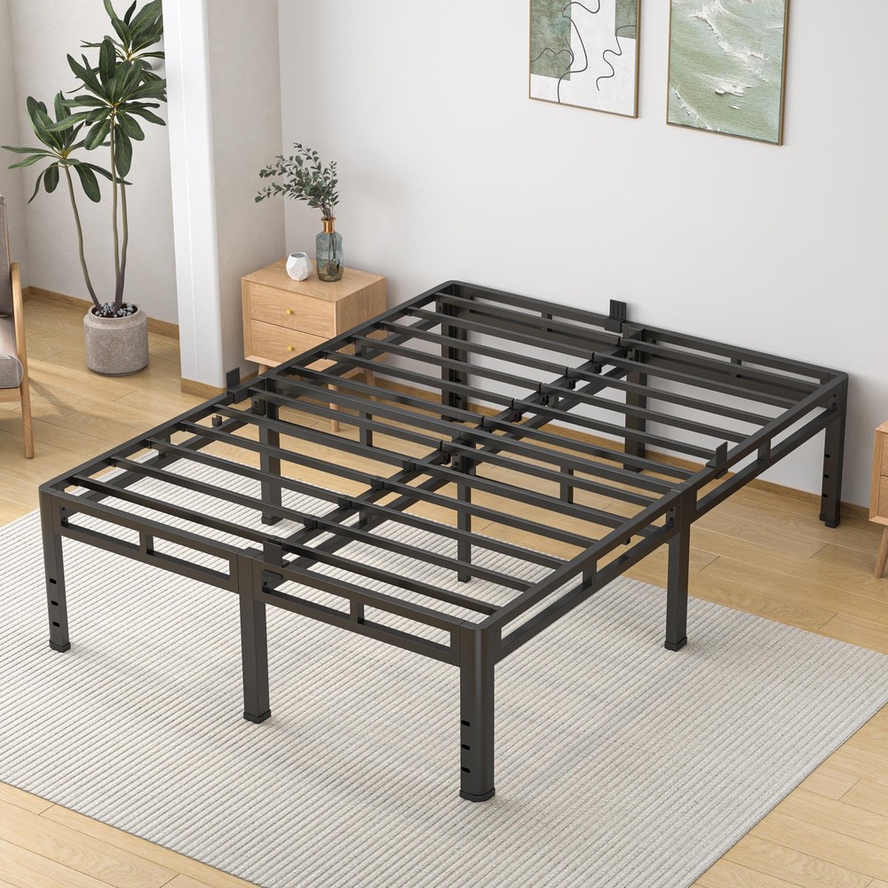 NKZ Queen Size Bed Frame 20 Inch, Metal Bed Frame & Box Spring 2 in 1 Platfor...