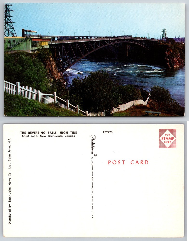 Reversing Falls High Tide Saint John New Brunswick Postcard