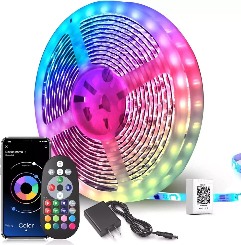 100 Ft LED Lights for Bedroom Music Sync Color Changing RGB LED Strip Rope Light