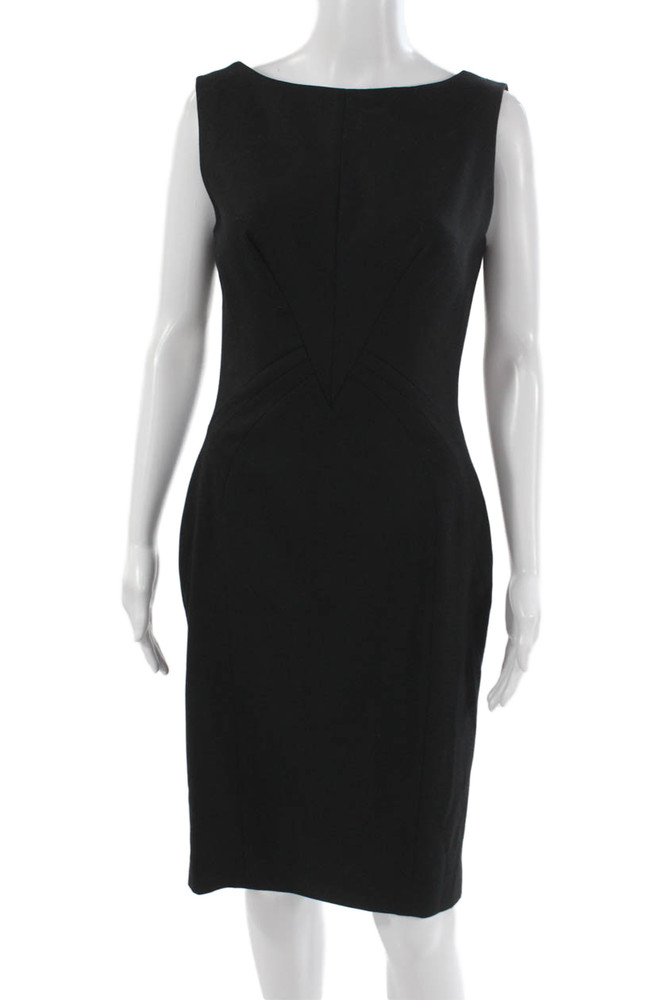 Reiss Womens Pencil Dress Black Wool Boat Neck Sleeveless Knee Length Size 6Free Shipping in US $100+ Orders | $6.95 Orders Below