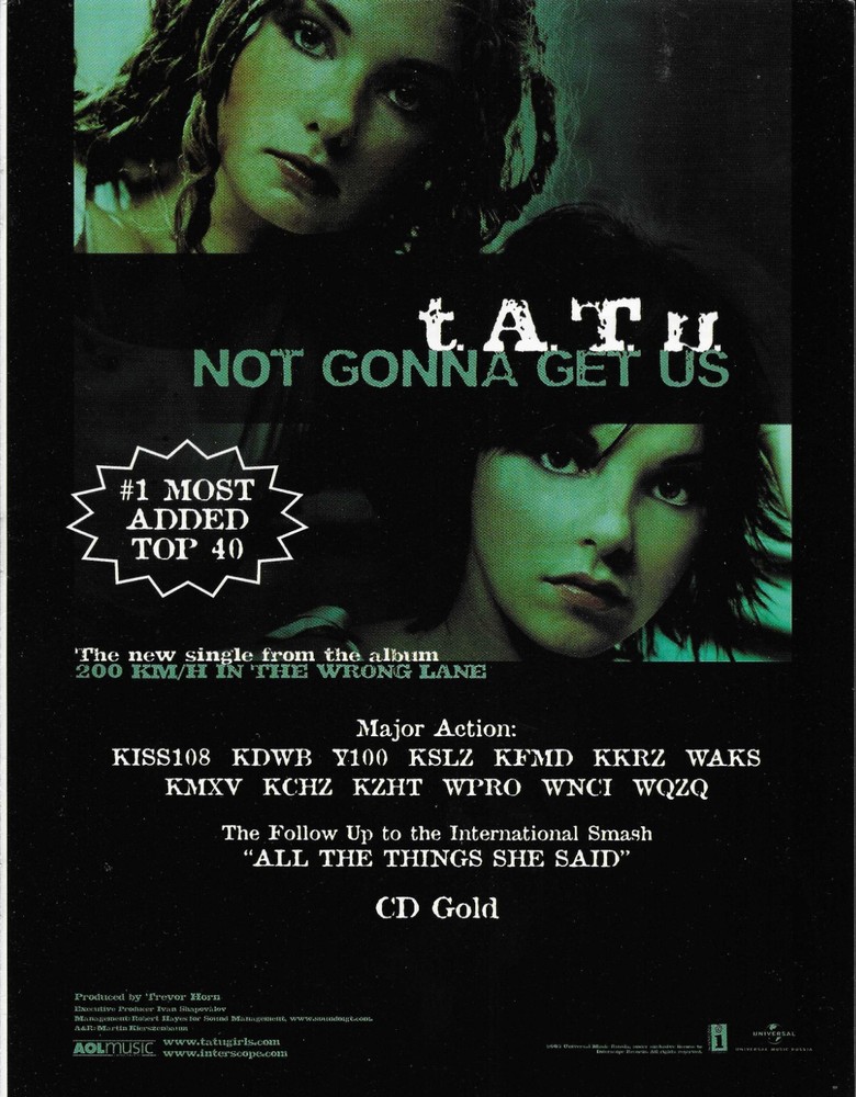TATU T.a.t.u. Vintage 2003 Gonna PROMO TRADE AD Poster for Wrong MINT 8.5x11