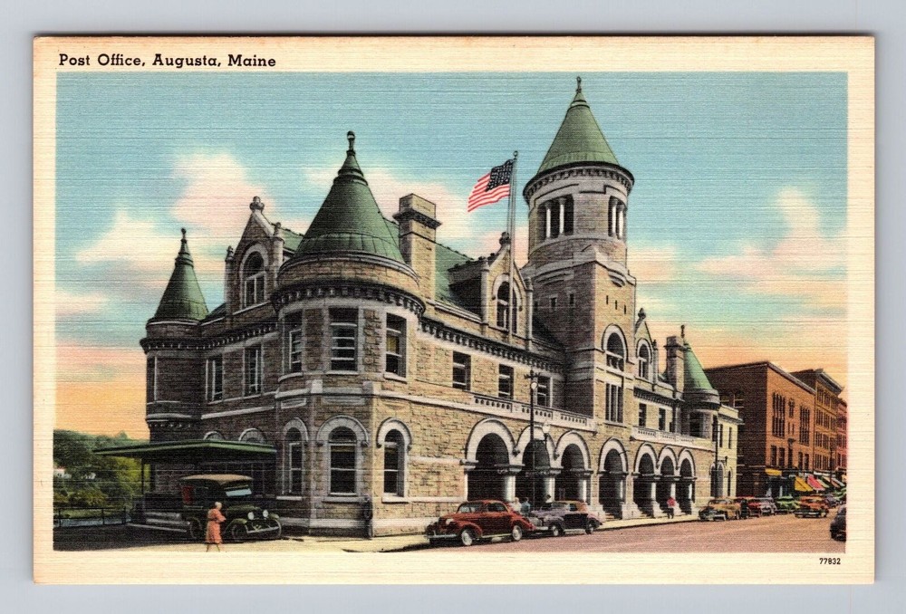 Maine ME Augusta Post Office Vintage Postcard