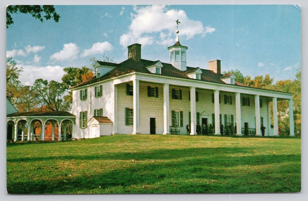 Mount Vernon East Front George Washington Home Vintage Kodachrome Postcard