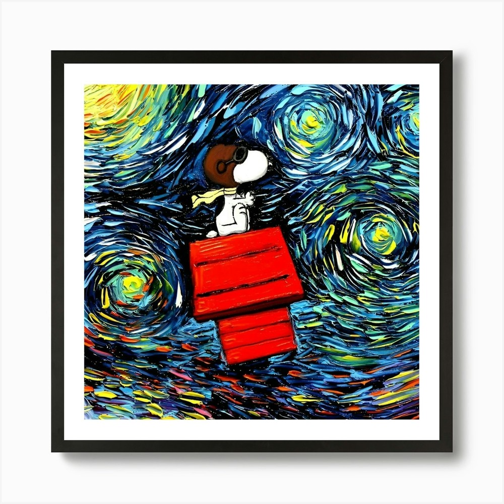 Snoopy House Flying Pop Culture Pai Framed Wall Art Poster Canvas Print Picture