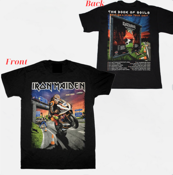 Maiden Iron The Book Of Souls UK And Irish Tour T-Shirt Band Rock Tee Mens Conc