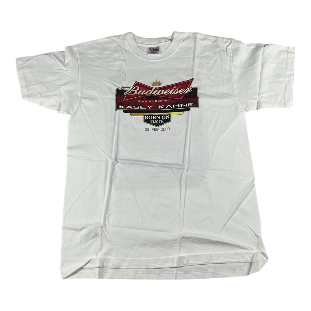 Budweiser Kasey Kahne Dodge Charger T-Shirt NASCAR Mens Size L Used Good