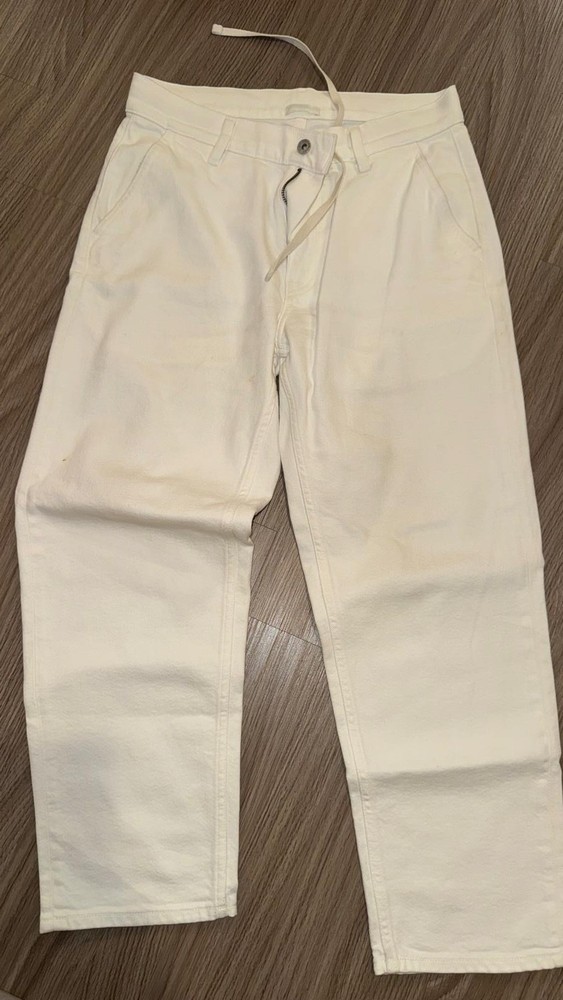 Men’s Cream Pants Straight Leg Chino Casual Off White Pants Size 31x_30