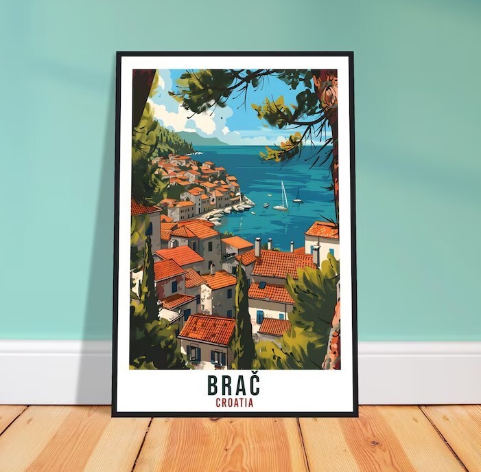Brač Island Travel Print Croatian Wall Art Home Décor Hanging