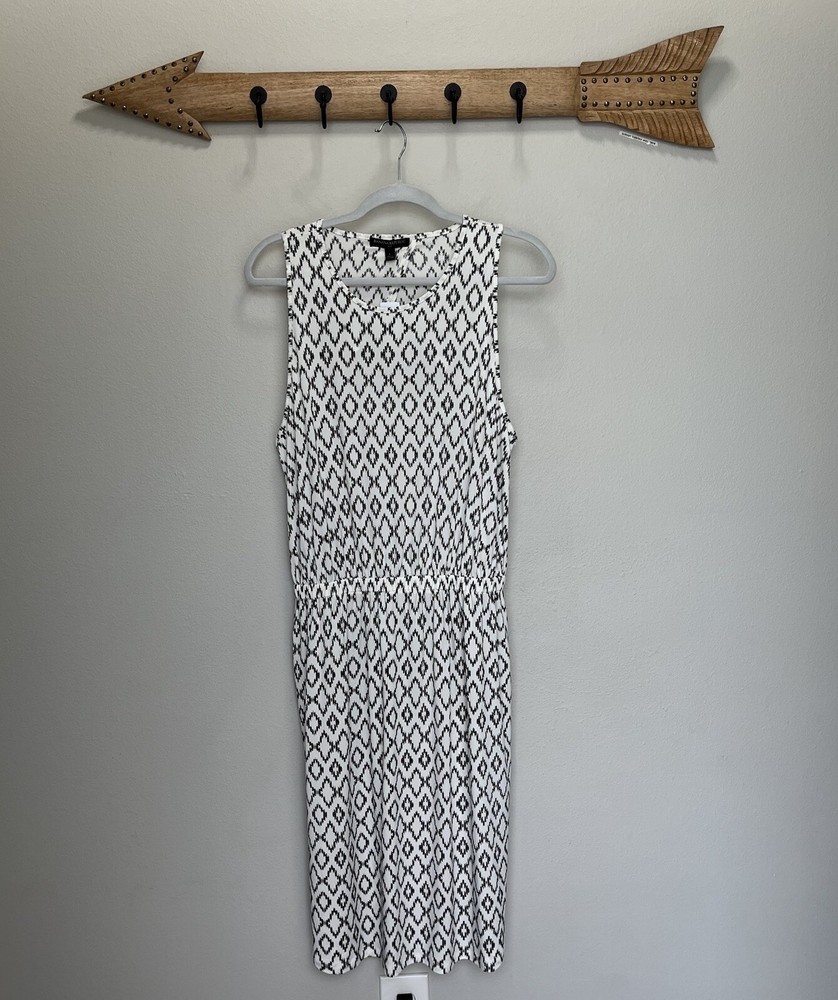 Banana Republic | Knit Column Dress Off White Ikat Midi Open Back Large