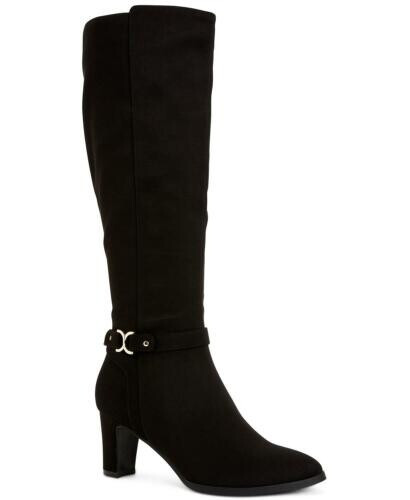 CHARTER CLUB Womens Black Metallic Hardware Padded Palmaa Block Heel Boots 6 M