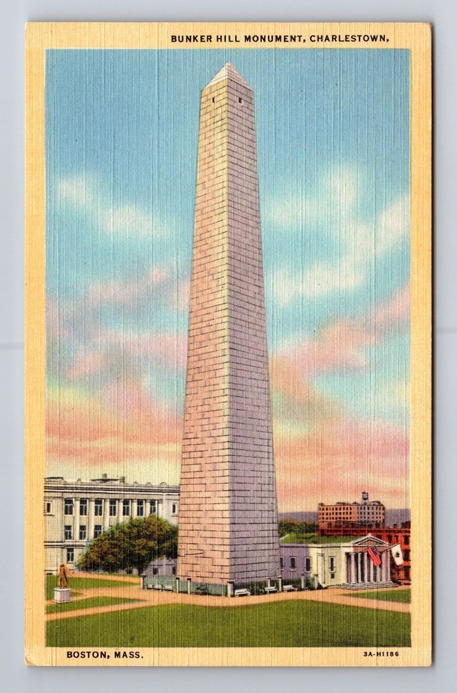 Boston MA-Massachusetts, Charlestown Bunker Hill Monument, Vintage Postcard