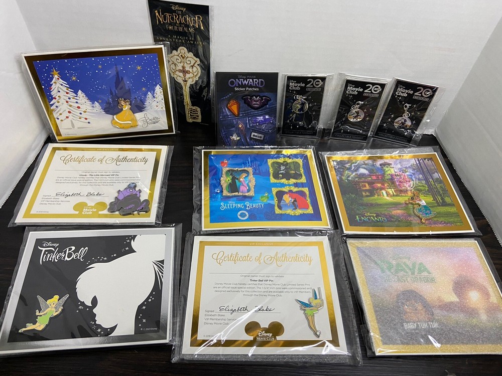 Authentic Disney Movie Club DMC / VIP Pins - Lot of 7 + Pendants/ Tinker Bell +