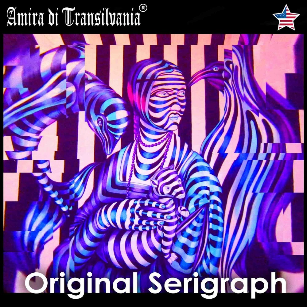 optical painting lady with hermine portrait pop art figurative abstract realism-image