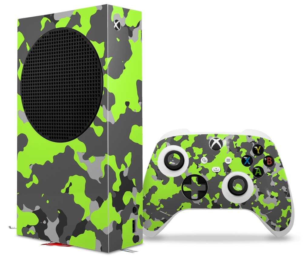 Skins XBOX Series S Console Controller Old School Camouflage Camo Lime Green