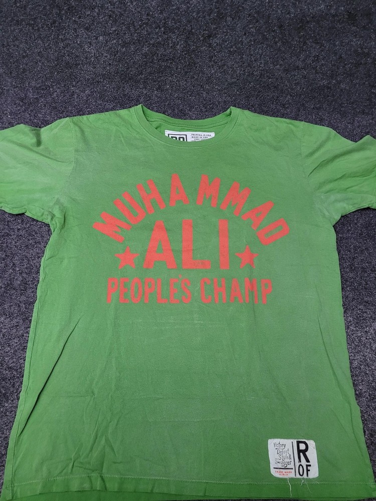 RO Muhammad Ali Shirt Mens L Green People's Champ Zaire 74 Boxing Tee T-Shirt