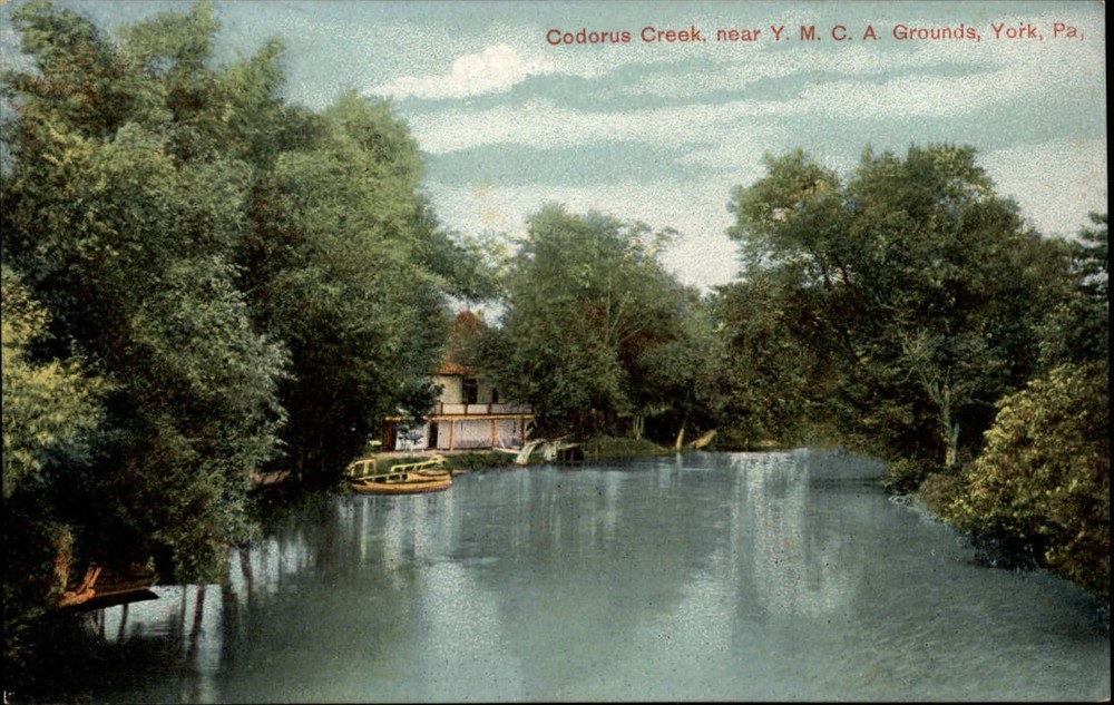 Codorus Creek YMCA grounds York Pennsylvania boats ~ c1910 vintage postcard