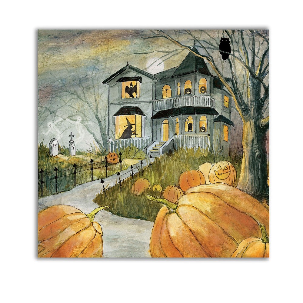 Haunted Patch' Gallery Wrapped Canvas Halloween Wall Art, 32x32