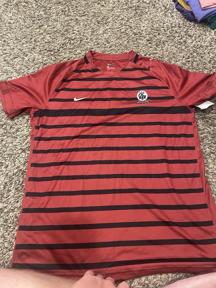 Womens Red Soccer Shirt Large Nike United Striped GA GAP Black