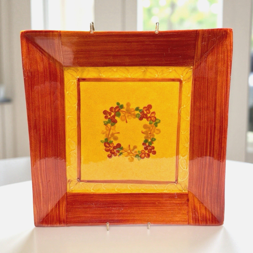 Terre e Provence French Pottery Square Plate - Hand Painted 8
