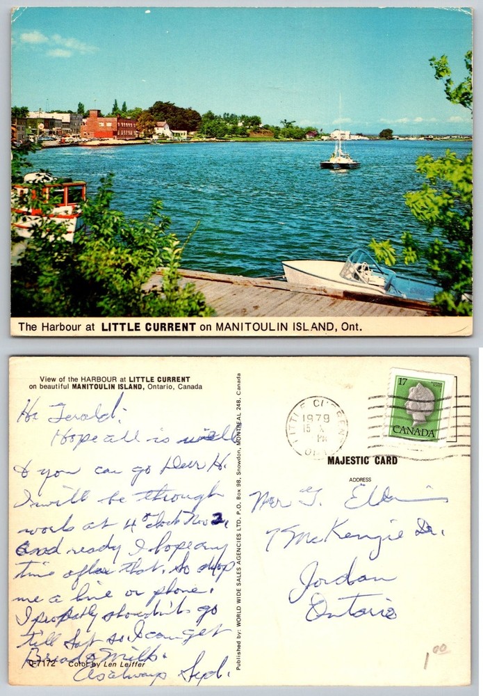 Little Current Harbour Manitoulin Island Ontario 1979 Posted Postcard