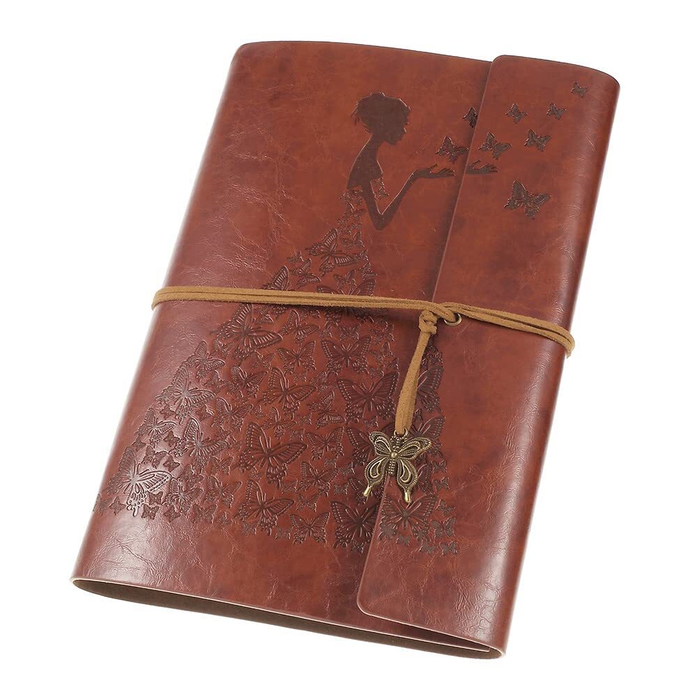 Leather Journal, Vintage Spiral Bound Notebook Sketchbook Refillable Travel D...