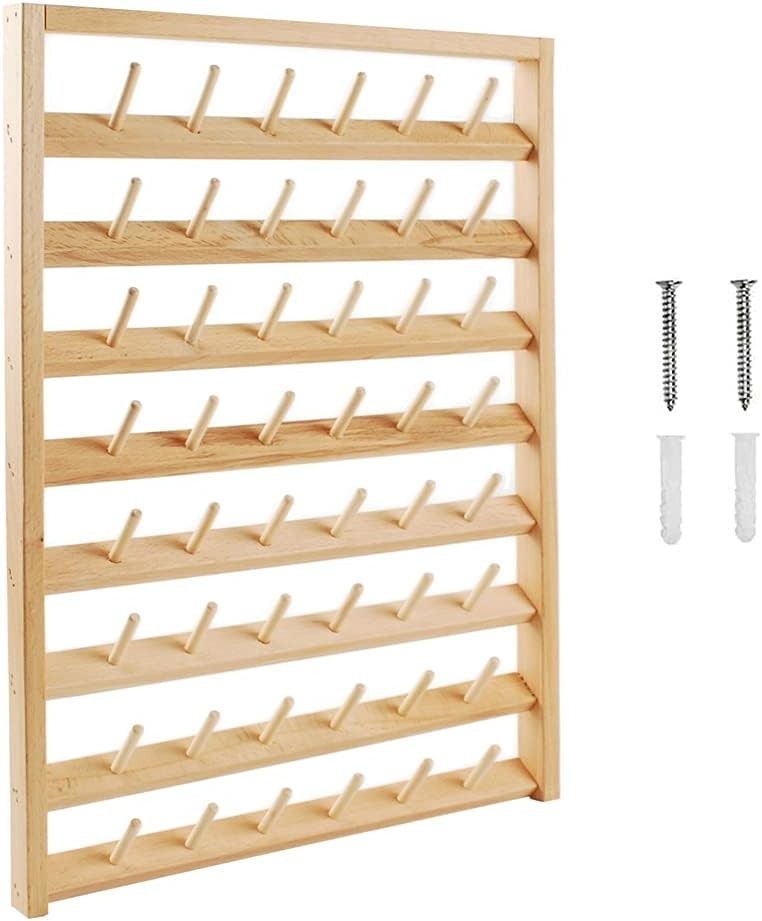 NW 48 Spools Wooden Thread Holder Sewing and Embroidery Thread Rack and Organize
