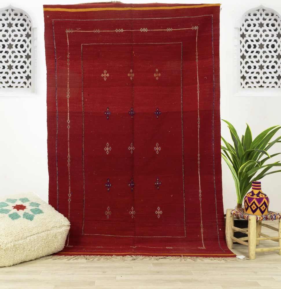 Moroccan Kilim Rug, Red Kilim Rug, Moroccan Rug, Handmade Rug, Area Rug