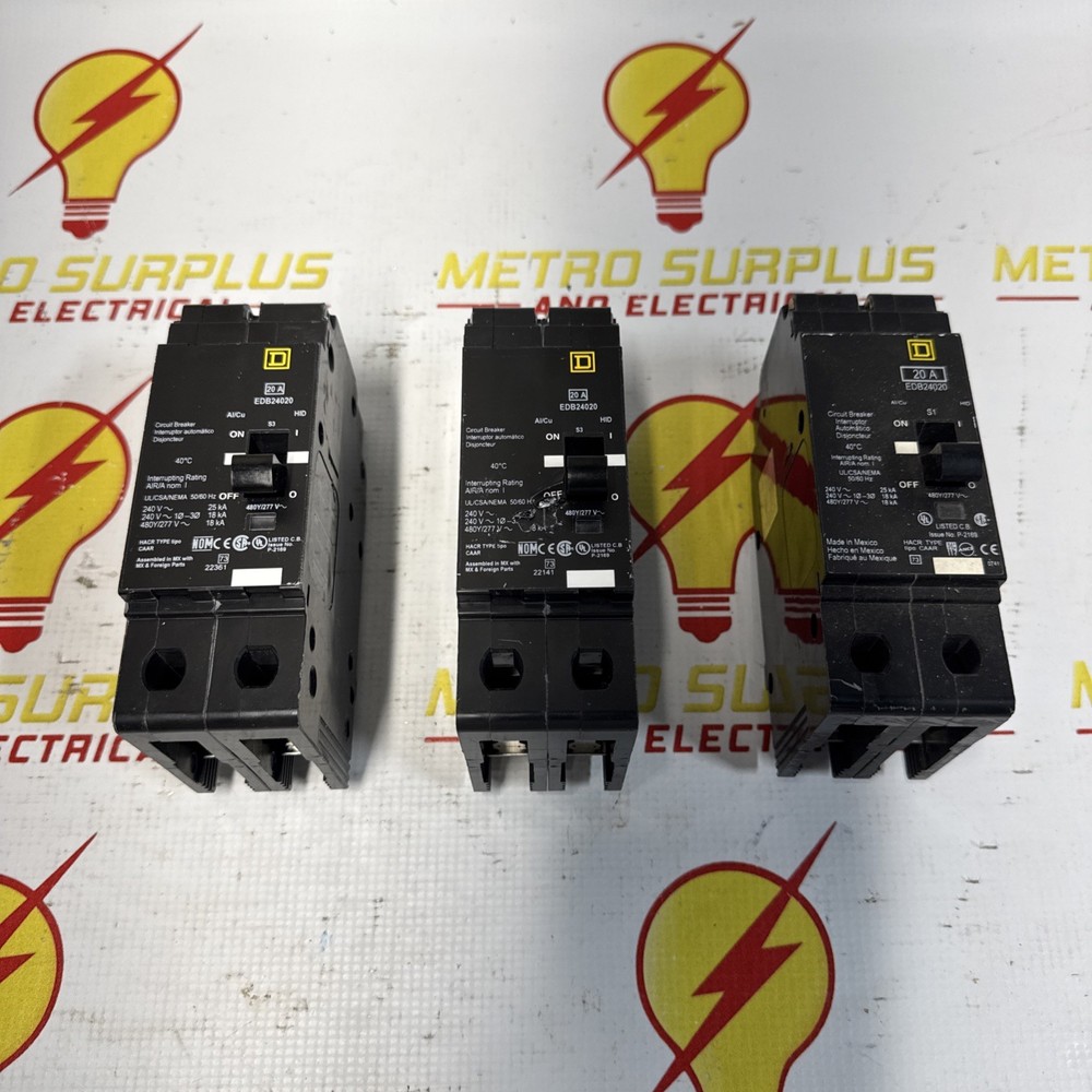 SQUARE D EDB24020 Circuit Breaker 2 Pole 20 amp 277/480v  new old stock